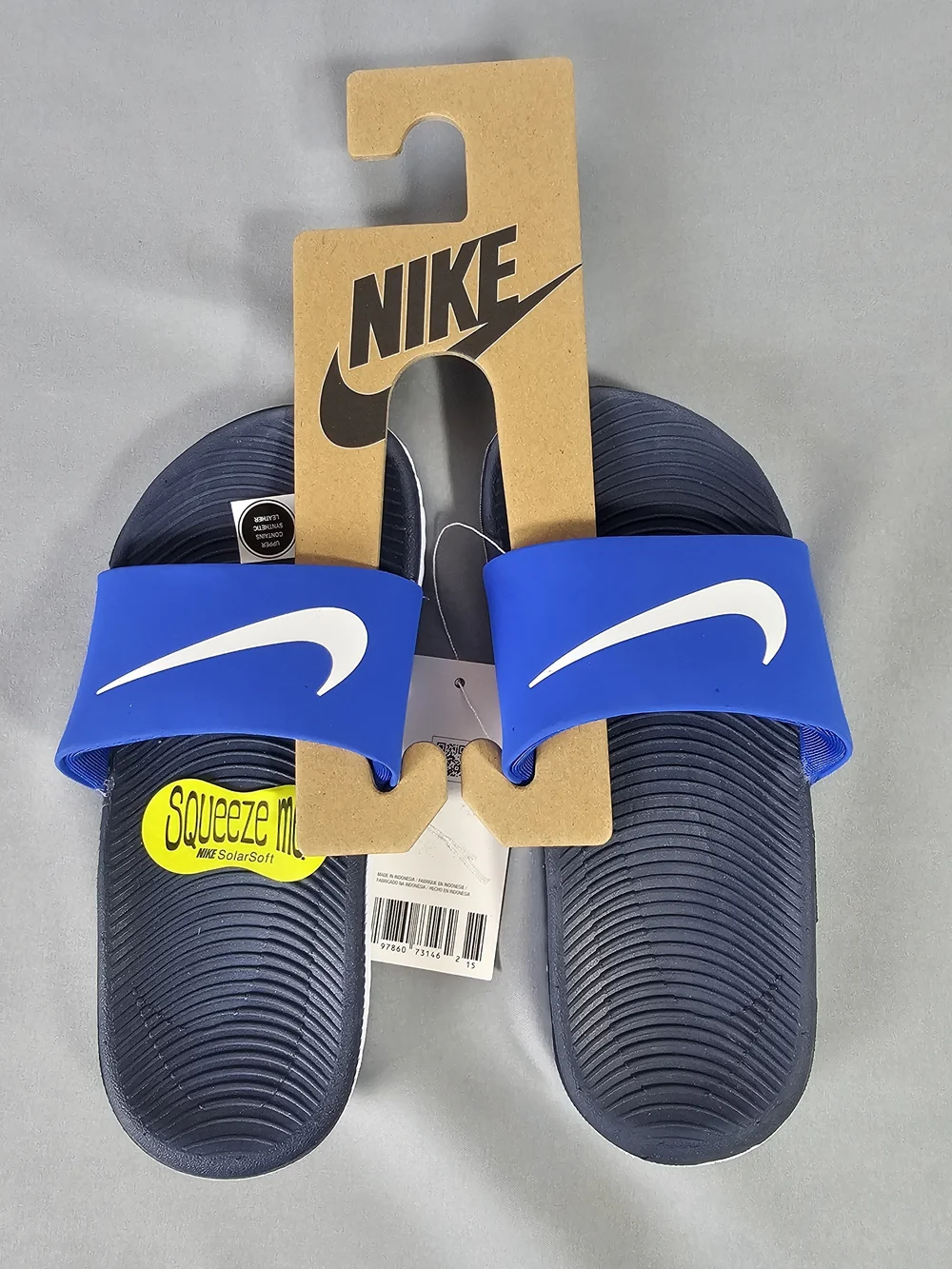 Nike Blue & Navy Slide Sandals with White Swoosh Size 12C NWT
